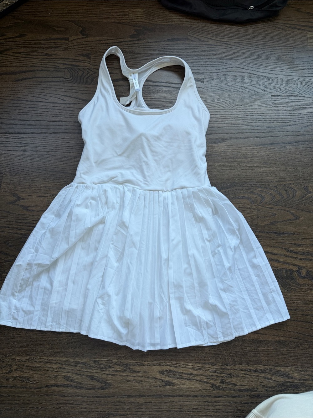 Fabletics White Racerback Pleated Mini Dress